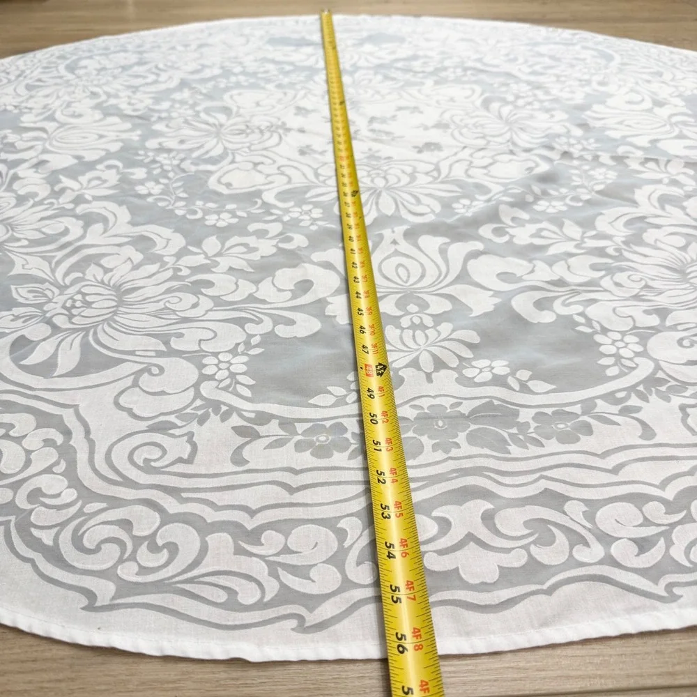 Vintage Round Damask‎ Floral Burnout Tablecloth 56